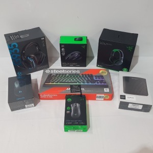 7 BRAND NEW BOXED MIXED TECHNOLOGY LOT TO INCLUDE 1 X BOSE SOUNDLINK COLOR II, 1 X STEELSERIES APEX 3 TKL GAMING KEYBOARD, 1 X RAZER KAIRA PRO WIRELESS HEADSET FOR XBOX, 1 X PRO WIRELESS LOGITECH MOUSE, 1 X RAZER BASILISK ULTIMATE WIRELESS GAMING MOUSE WI