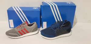 2 X PIECE BRAND NEW BOXED ADIDAS TRAINER LOT BOTH SIZE 9.5 (P)