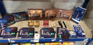 20 X BRAND NEW MIXED LOT TO CONTAIN 3 X NO7 SHIMMER AND GLOW COLLECTION, 6 X NO7 THE EYE WARDROBE SETS, 2 X MAX FACTOR X RADIANT LIFT FOUNDATION IN GOLDEN HONEY, 2 X MAX FACTOR LIPFINITY LIP COLOUR 110 PASSIONATE, 1 X ORAL B VITALITY PLUS 3D WHITE TOOTHBR