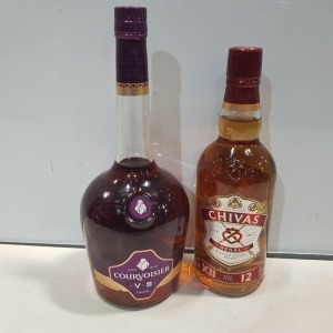 9 X BRAND NEW MIXED ALCOHOL LOT CONTAINING 8 CHIVAS REGAL BLENDED SCOTCH WHISKY 40%VOL SIZE 700ML AND ONE JARAC FRANCE COURVOISIER V.S COGNAC 40% SIZE 1 LITRE .