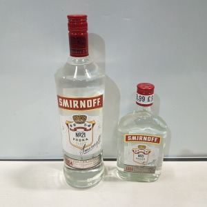 9 X BRAND NEW SMIRNOFF VODKA 8 IN SIZE 1L 35.5%VOL AND 1 SIZE 35CL