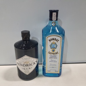 8 X BRAND NEW MIXED ALCOHOL LOT CONTAINING 7 HENDRICK'S GIN 41.4% VOL SIZE 70CL , AND 1 BOMBAY SAPPHIRE LONDON DRY GIN 40%VOL SIZE 1L