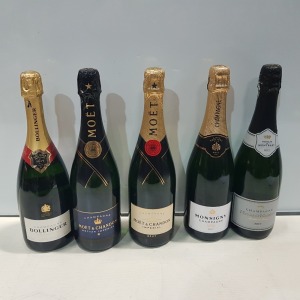 14 X BRAND NEW MIXED CHAMPAGNE LOT CONTAINING 5 MOET & CHANDON IMPERIAL 12%VOL SIZE 750ML , 4 MOET & CHANDON NECTAR IMPERIAL 12%VOL SIZE 750ML , 2 NICOLAS DE MONTBART BRUT 12.5%VOL SIZE 75CL , 2 MONSIGNY CHAMPAGNE 12.5%VOL SIZE 75CL