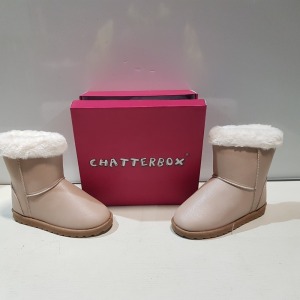 60 X BRAND NEW BOXED CHATTERBOX GRACE A7868 BEIGE GIRLS BOOTS IN VARIOUS SIZES