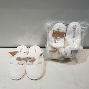 60 X BRAND NEW FACTORY SEALED GIRLS SLIPPERS IN CREAM AND PINK IN VARIOUS SIZES, IN 6 BOXES