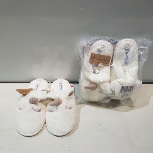 60 X BRAND NEW FACTORY SEALED GIRLS SLIPPERS IN CREAM AND PINK IN VARIOUS SIZES, IN 6 BOXES