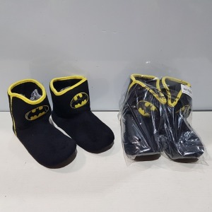 60 X BRAND NEW FACTORY SEALED BATMAN MENS BOOT SLIPPER IN RATIO 7-12 SIZE - IN 5 LARGE BOXES