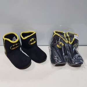 60 X BRAND NEW FACTORY SEALED BATMAN MENS BOOT SLIPPER IN RATIO 7-12 SIZE - IN 5 LARGE BOXES