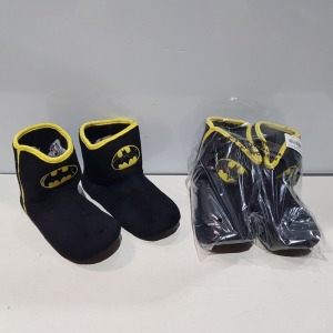 60 X BRAND NEW FACTORY SEALED BATMAN MENS BOOT SLIPPER IN RATIO 7-12 SIZE - IN 5 LARGE BOXES