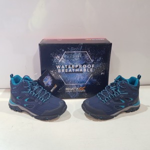 6 X BRAND NEW BOXED REGATTA WOMENS HOLCOMBE IEP MID HIKING BOOTS IN SIZE UK3/EUR36 IN NAVY/AZURE BLUE RRP £100 EACH