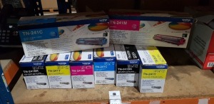 8 X MIXED BROTHER TONER CARTRIDGES IN BLACK TN-241BK - YELLOW TN-241Y - MAGENTA TN-241M - CYAN TN-241C