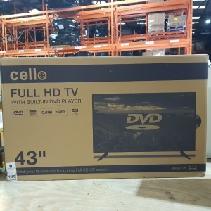 1 X CELLO 43 INCH FULL HD TV WITH BUILT IN DVD PLAYER (A- GRADE)