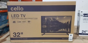 1 X CELLO 32 INCH LED TV WITH HDMI AND USB CONNECTIONS (A- GRADE)