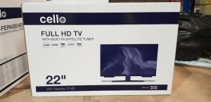 1 X CELLO 22 INCH LED TV WITH BUILT-IN SATELLITE TUNER (A- GRADE)