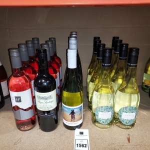 20 X BRAND NEW MIXED WINE LOT CONTAINING BUSHRANGER CHARDONNAY 13%VOL SIZE 75CL , ROOS ESTATE 12,5%VOL , LE BEAU FLAMANT 13%VOL SIZE 750ML , HAWKES PEAK ZINFANDEL ROSE 10%VOL SIZE 750CL , RIAJA FANTITAGE RIOJA 13.5%VOL SIZE 750ML