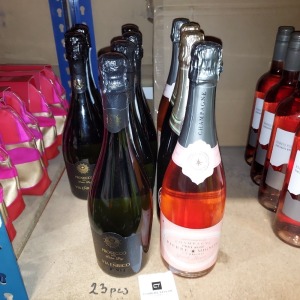 10 X BRAND NEW MIXED CHAMPAGNE LOT CONTAINING PROSECCO VIA ENRICO 10.5%VOL SIZE 750ML , PERRIER - JOUET BLASONN ROSE 12%VOL SIZE 750ML , BRUT ROSE PIERRE MIGNON 12% SIZE 750ML