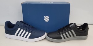 15 X BRAND NEW K.SWISS MEMORY FOAM TRAINERS IN MIXED COLOURS NAVY BLUE/ WHITE, BLACK/ GREY ALL IN UK SIZE 8