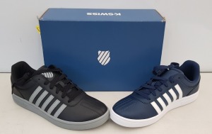 15 X BRAND NEW K.SWISS MEMORY FOAM TRAINERS IN MIXED COLOURS BLACK/ WHITE, BLACK/ NATURAL GREY ALL IN UK SIZE 8