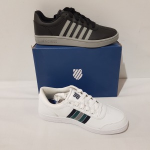 15 X BRAND NEW K.SWISS MEMORY FOAM TRAINERS IN MIXED COLOURS BLACK/ GREY AND BLACK/ WHITE , ALL IN UK SIZE 8