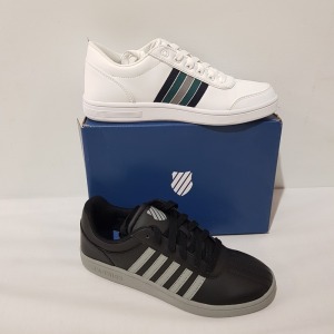 15 X BRAND NEW K.SWISS MEMORY FOAM TRAINERS IN MIXED COLOURS BLACK/ WHITE AND BLACK/ GREY , ALL IN UK SIZE 8