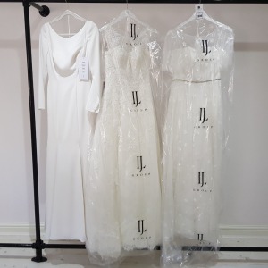 3 X PIECE BRAND NEW MIXED WEDDING DRESS LOT TO INCLUDE 1 X CHARLOTTE BRIDAL FREY IVORY DRESS SIZE 8 RRP £560 - 1 X CHARLOTTE BRIDAL FERN IVORY DRESS SIZE 8 RRP £645 -1 X GEORGIA BRIDAL IVORY DRESS SIZE 10 *** NOTE: ASSETS LOCATED IN BLACKBURN - COLLECT IN