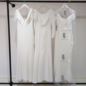 3 X PIECE BRAND NEW MIXED WEDDING DRESS LOT TO INCLUDE 1 X CHARLOTTE BRIDAL DELPHINE IVORY DRESS SIZE 8 - 1 X CHARLOTTE BRIDAL BOWIE IVORY DRESS SIZE 10 £575 - 1 X GEORGIA BRIDAL IVORY DRESS SIZE 10 *** NOTE: ASSETS LOCATED IN BLACKBURN - COLLECT IN PERSO