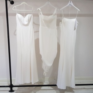 3 X PIECE BRAND NEW MIXED GEORGIA BRIDAL WEDDING DRESS LOT TO INCLUDE 1 X DENBI IVORY DRESS SIZE 10 RRP £570 - 1 X BEAUMONT IVORY DRESS SIZE 10 £495 - 1 X DARCY IVORY DRESS SIZE 10 £590 *** NOTE: ASSETS LOCATED IN BLACKBURN - COLLECT IN PERSON ONLY - BOOK