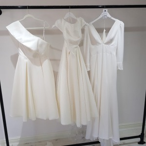 3 X PIECE BRAND NEW MIXED WEDDING DRESS LOT TO INCLUDE 1 X CHARLOTTE BRIDAL AUDREY IVORY DRESS SIZE 10 £495 - 1 X GEORGIA BRIDAL BABY COCO IVORY DRESS SIZE 10 £450 1 X GEORGIA BRIDAL IVORY DRESS SIZE 10 *** NOTE: ASSETS LOCATED IN BLACKBURN - COLLECT IN P