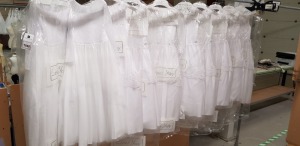 10 X PIECE BRAND NEW MIXED LINZI JAY KIDS COMMUNION DRESS LOT TO INCLUDE MISSY WHITE DRESS - MIMI WHITE DRESS - ALL IN VARIOUS SIZES *** NOTE: ASSETS LOCATED IN BLACKBURN - COLLECT IN PERSON ONLY - BOOK SEPARATE COLLECTION TIME ***