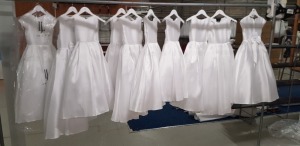 10 X BRAND NEW LINZI JAYNE EMILY MIKADO SLEEVELESS WHITE KIDS COMMUNION DRESSES IN SIZE AGE 6-8-9- *** NOTE: ASSETS LOCATED IN BLACKBURN - COLLECT IN PERSON ONLY - BOOK SEPARATE COLLECTION TIME ***