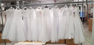 10 X PIECE BRAND NEW MIXED LINZI JAY KIDS COMMUNION DRESS LOT TO INCLUDE LWC WHITE FLOWER DETAIL DRESS - OAKLEY WHITE DRESS - PLAIN WHITE DRESS - JEWELL WHITE DRESS ETC ALL IN VARIOUS SIZES *** NOTE: ASSETS LOCATED IN BLACKBURN - COLLECT IN PERSON ONLY - 