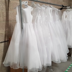 10 X BRAND NEW LINZI JAY KIDS WHITE RM COMMUNION DRESSES IN VARIOUS SIZES *** NOTE: ASSETS LOCATED IN BLACKBURN - COLLECT IN PERSON ONLY - BOOK SEPARATE COLLECTION TIME ***