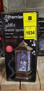 12 X PREMIER GLITTER WATER SPINNERS WITH WHITE LEDS IN INDIVIDUAL BOXES