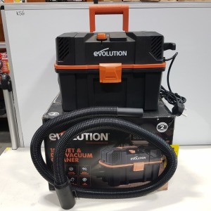 1 X EVOLUTION 15 L WET AND DRY VACUUM CLEANER - 8 LITRE DRY - 9L LITRE WET - BLOW FUNCTION - 3 M CABLE ( R15 VAC )