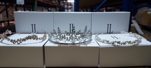 50 X PIECE BRAND NEW MIXED LINZI JAYNE WEDDING ACCESSORIES LOT TO INCLUDE NARROW FLOWER BAND WITH OPAL - DIAMANTE WAVE SHAPED HEADBAND - LARGE DIAMANTE FLOWER CENTRE TIARA - DELICATE PEARL AND DIAMANTE HEADBAND ETC *** NOTE: ASSETS LOCATED IN BLACKBURN -