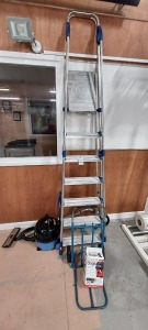 3 X PIECE MIXED LOT TO INCLUDE ALUMINIUM 7 STEP LADDERS - 1X NUMATIC HOOVER 1X STACK STRUCK *** NOTE: ASSETS LOCATED IN BLACKBURN - COLLECT IN PERSON ONLY - BOOK SEPARATE COLLECTION TIME ***