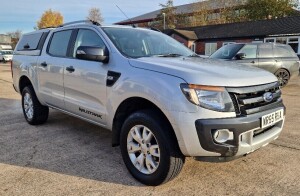 SILVER FORD RANGER WILDTRAK 4 X 4 TDCI 3198CC DIESEL PICKUP FIRST REGISTERED 23/10/2015 REG: WR65RUA MILEAGE : 104843 1 KEY, NO V5 OR MOT - EXPIRED 30/5/2024 CLIMATE CONTROL, CRUISE CONTROL HEATED FRONT SEATS, LEATHER SEATS PEGASUS TRUCK TOP TOW BAR