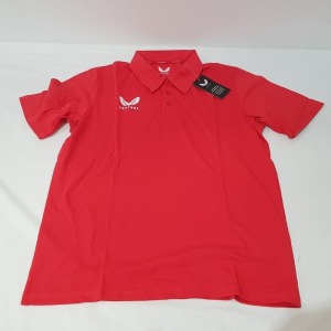 25 X BRAND NEW CASTORE SHORT SLEEVE POLO IN RED IN MIXED SIZES S , L , 4XL ,3XL , XS IN ONE TRAY (TRAY NOT INCLUDED)