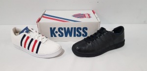 12 X BRAND NEW K.SWISS MEMORY FOAM TRAINERS IN SIZE UK 9/H ,AND IN MIXED COLOURS BLACK AND WHITE/MIXED