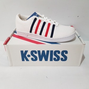 12 X BRAND NEW K.SWISS MEMORY FOAM TRAINERS IN SIZE UK 8/H ,AND ALL IN WHITE/MIXED