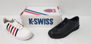 14 X BRAND NEW K.SWISS MEMORY FOAM TRAINERS IN MIXED SIZES UK 7 AND UK 6/H AND IN MIXED COLOURS BLACK AND WHITE/MIXED