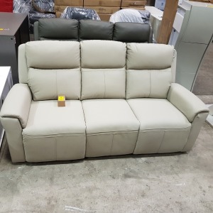 1 X RUSSO 3 SEATER ELECTRIC RECLINER WITH USB PORTS IN STONE SIZE 203X77X66CM CUSTOMER RETURNS