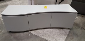 1 X LAZARRO CURVED 3 DOOR TV UNIT IN LIGHT GREY 1460X510X510MM - WITH LED LIGHTS - CUSTOMER RETURNS