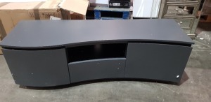 1 X LAZARRO CURVED 3 DOOR TV UNIT IN CHARCOAL 1460X510X510MM - WITH LED LIGHTS - CUSTOMER RETURNS