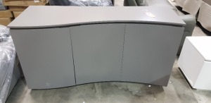 1 X LAZZARO 3 DOOR CURVED SIDEBOARD WITH LED LIGHTS - DARK GREY - 150X50X80CM - CUSTOMER RETURNS