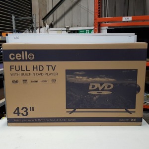 1 X CELLO 43 INCH FULL HD TV WITH BUILT IN DVD PLAYER (A- GRADE)