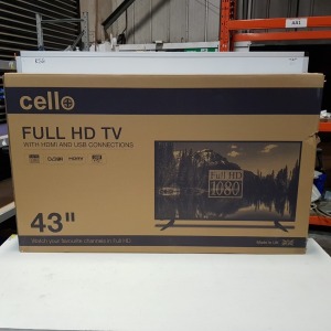 1 X CELLO 43 INCH FULL HD TV WITH USB AND HDMI CONNECTIONS (A- GRADE)