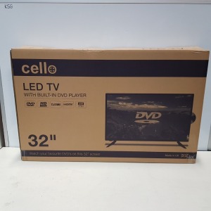 1 X CELLO 32 INCH LED TV WITH BUILT-IN DVD PLAYER (A- GRADE)