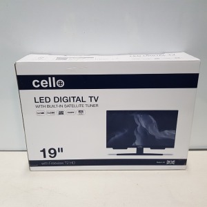 1 X CELLO 19 INCH FULL HD TV WITH BUILT IN SATELLITE TUNER (A- GRADE)