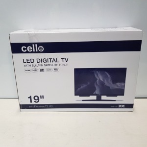 1 X CELLO 19 INCH FULL HD TV WITH BUILT IN SATELLITE TUNER (A- GRADE)